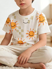 Children's Smiley Sun Print T-shirt, front view