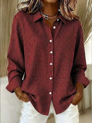 Plus Size Plaid Button Up Long Sleeve Shirt, product detail