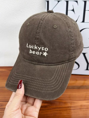 Bear Embroidered Baseball Cap, fabric detail