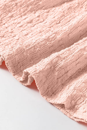 Textured tiered blouse in watermelon pink with tie detail