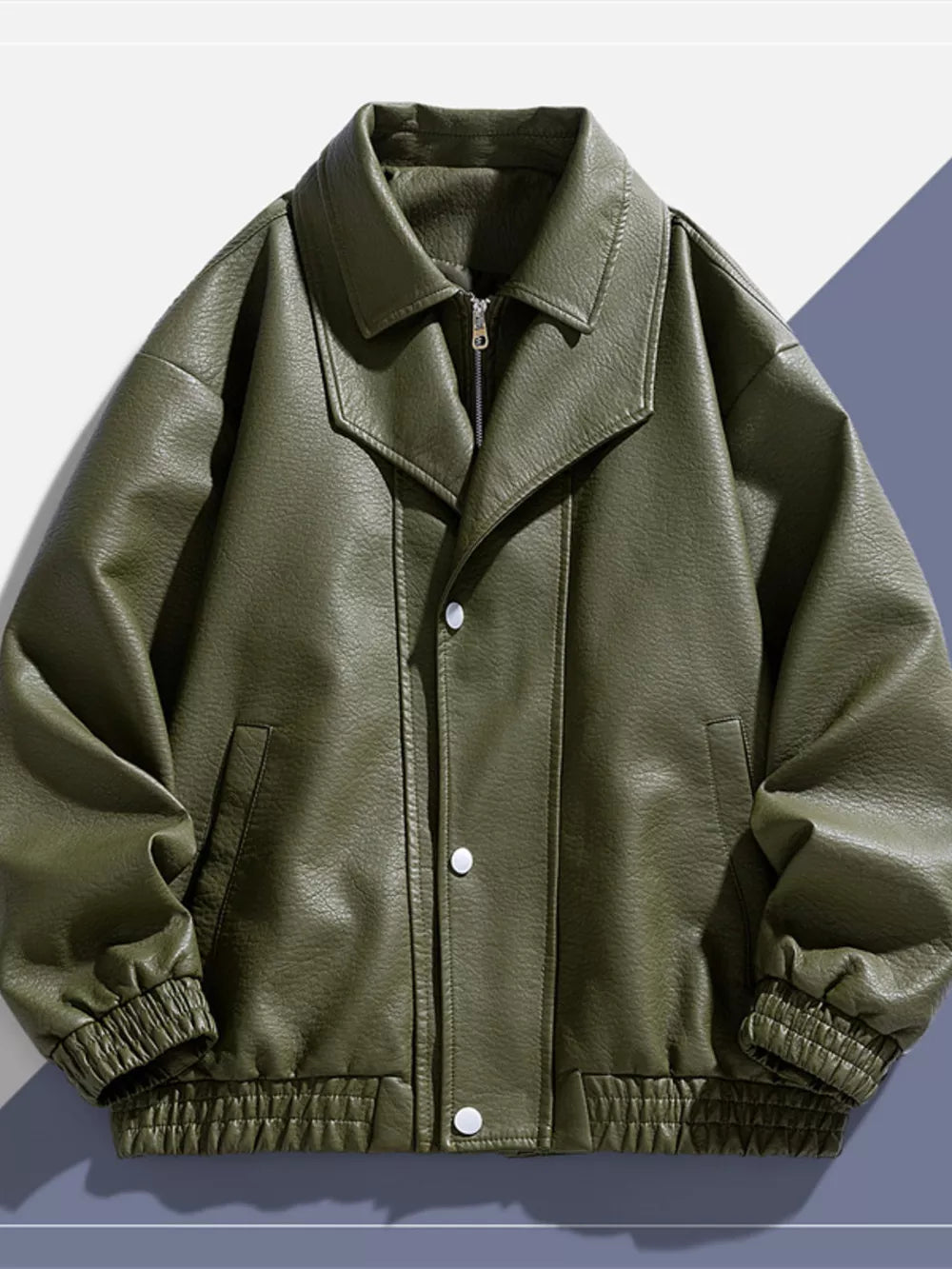 Sleek Faux Leather Bomber Jacket For Him