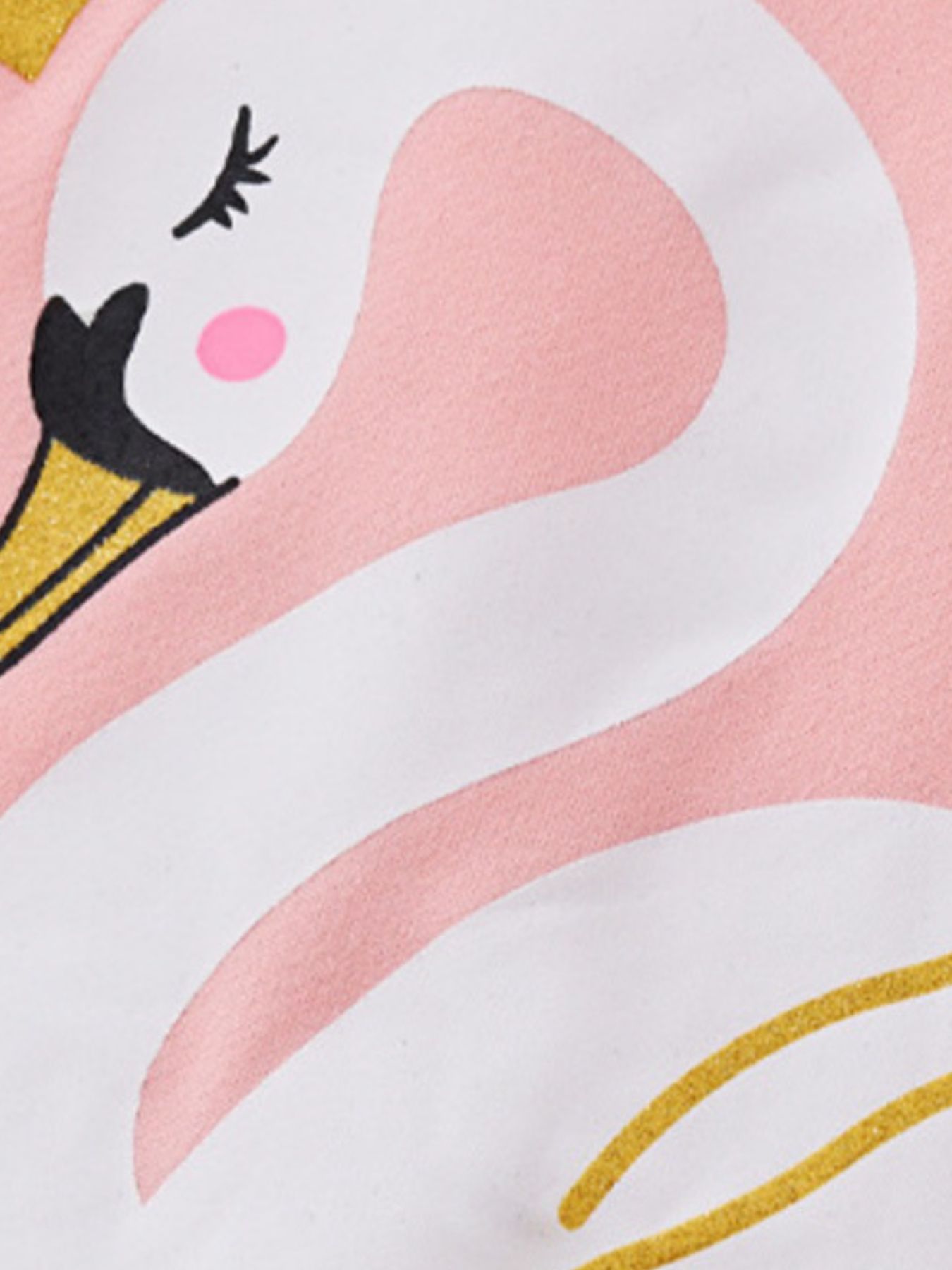 Toddler blush pink tee with crowned swan print and gold accents