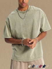 Neo Round-Neck T-Shirt in Sage with a relaxed fit and short sleeves.