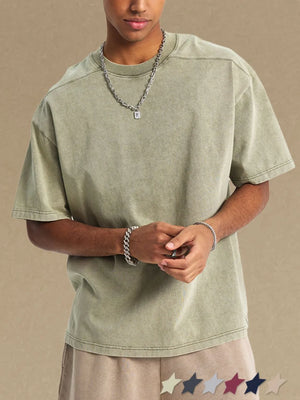Neo Round-Neck T-Shirt in Sage with a relaxed fit and short sleeves.