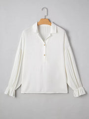 Puffy Sleeve Ruffled Cuff Buttoned Shirt