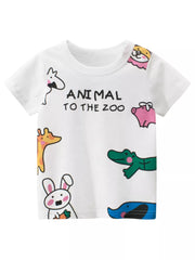 Playful Animal Graphic T-shirt For Kids