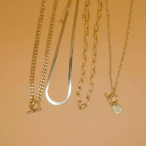 4-piece Layered Coin Pendant 18k Gold-plated Necklace in Gold, close-up detail