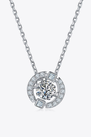Silver necklace with orbital moissanite and square accent stones