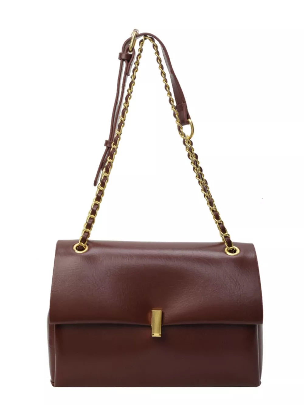 Chain Strap Shoulder Bag in Brown, fit detail