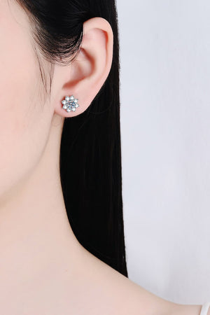 Silver blossom earrings with moissanite in 925 sterling silver