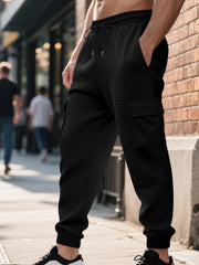 Men's Textured Cargo Joggers Plus Size, model styling view