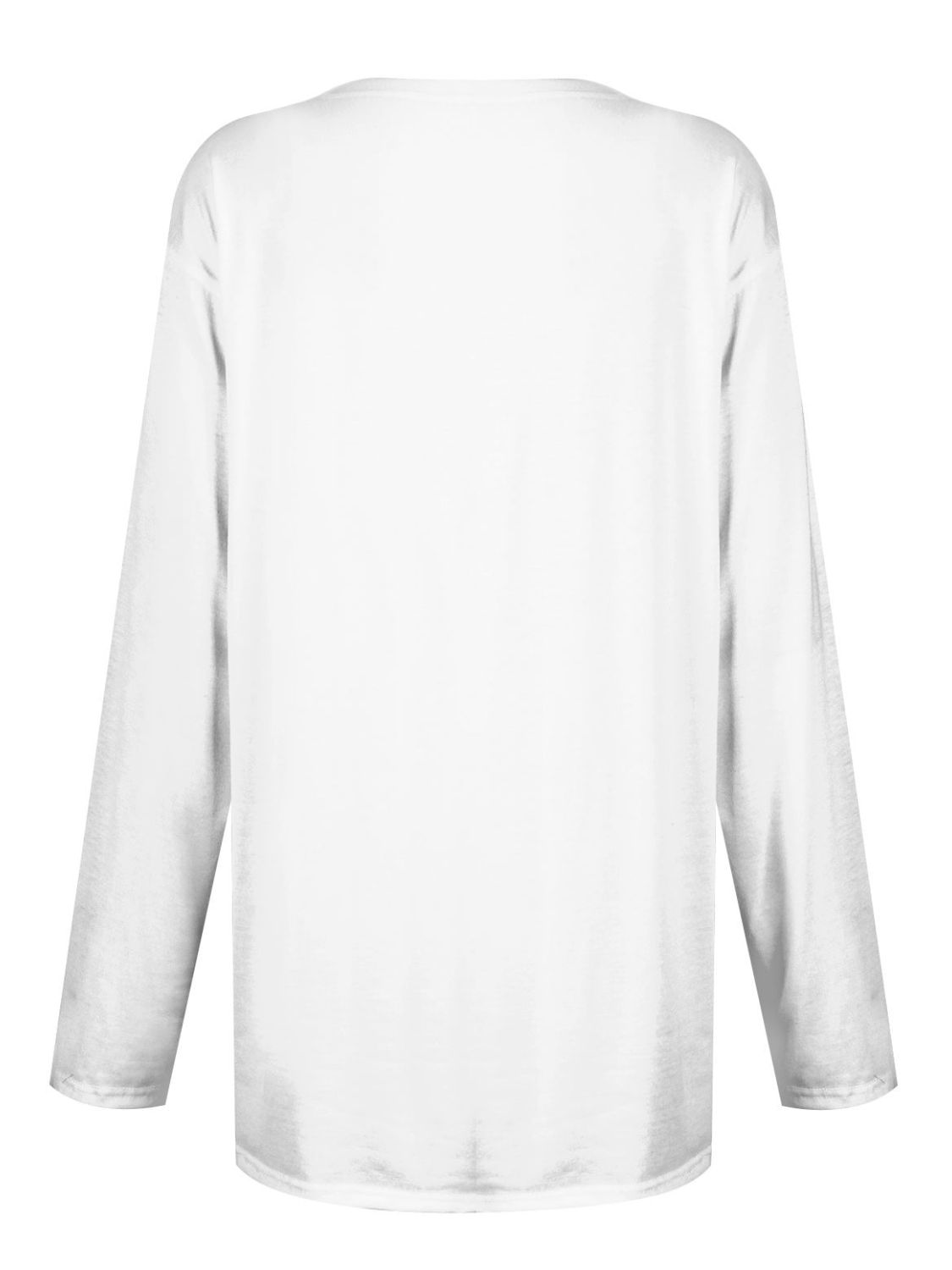 White relaxed fit tunic with long sleeves and a crew neck.