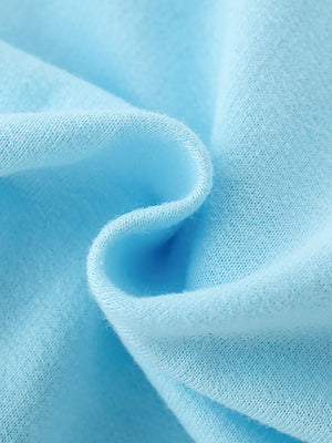 Pastel blue cotton crew neck sweatshirt fabric detail