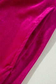 Velvet culotte set in Deep Rose with a visible pocket detail.