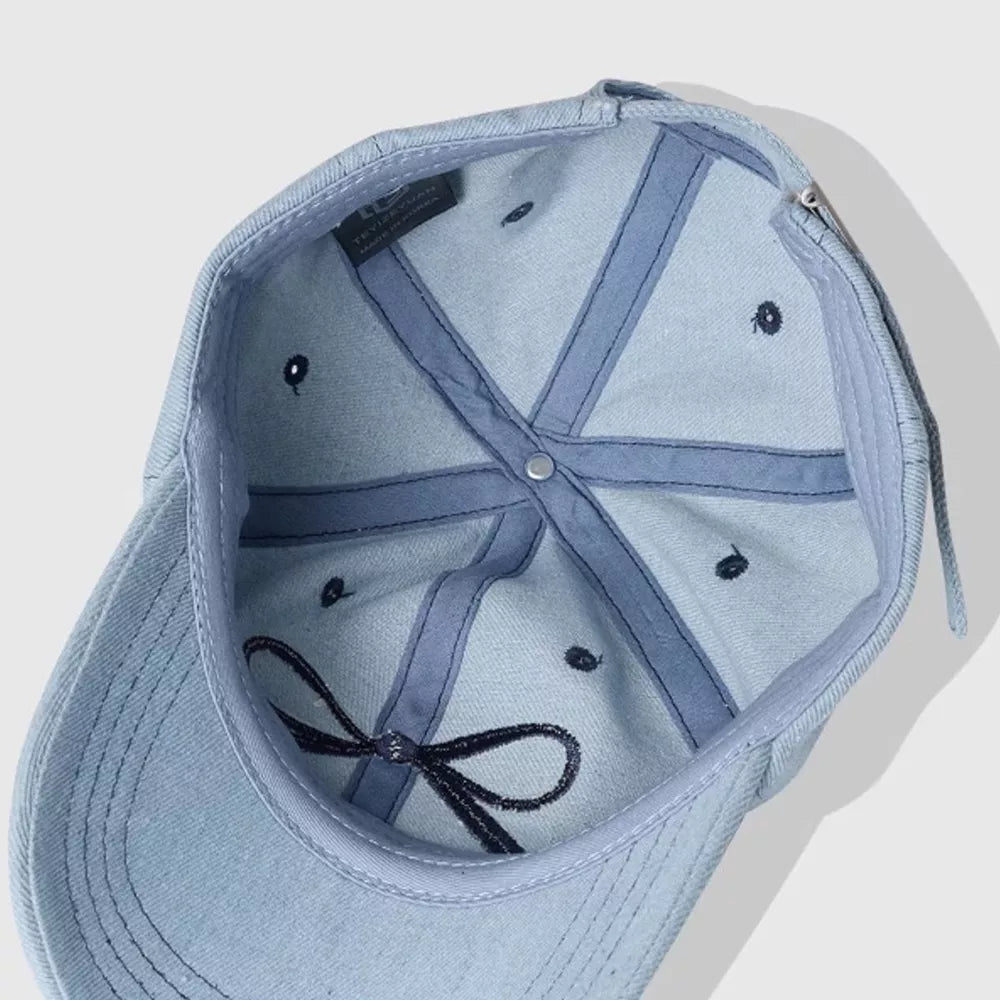 Embroidered Bow Baseball Cap, alternate angle