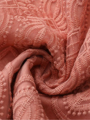 Apricot lace embroidered two-piece set fabric detail
