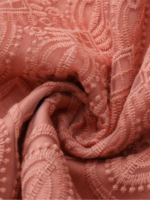 Apricot lace embroidered two-piece set fabric detail