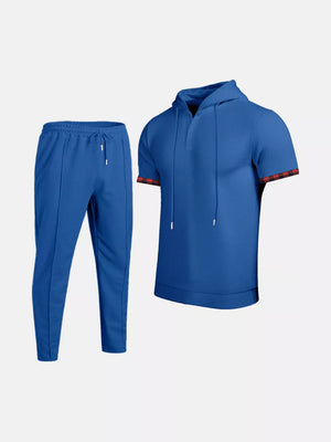 Men's Casual Short-sleeve Hoodie And Pants Set, alternate angle