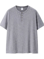 Men's Short Sleeve Henley T-shirt in Gray, product detail