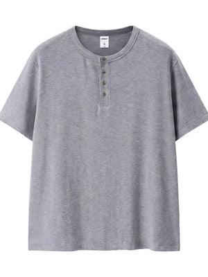 Men's Short Sleeve Henley T-shirt in Gray, product detail