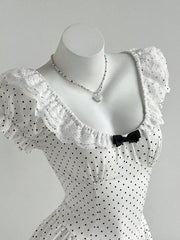 Lace Detail Polka Dot Mini Dress, side view
