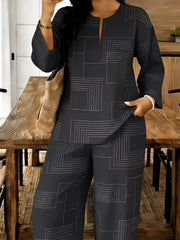 Geometric Print Relaxed Two-piece Ensemble