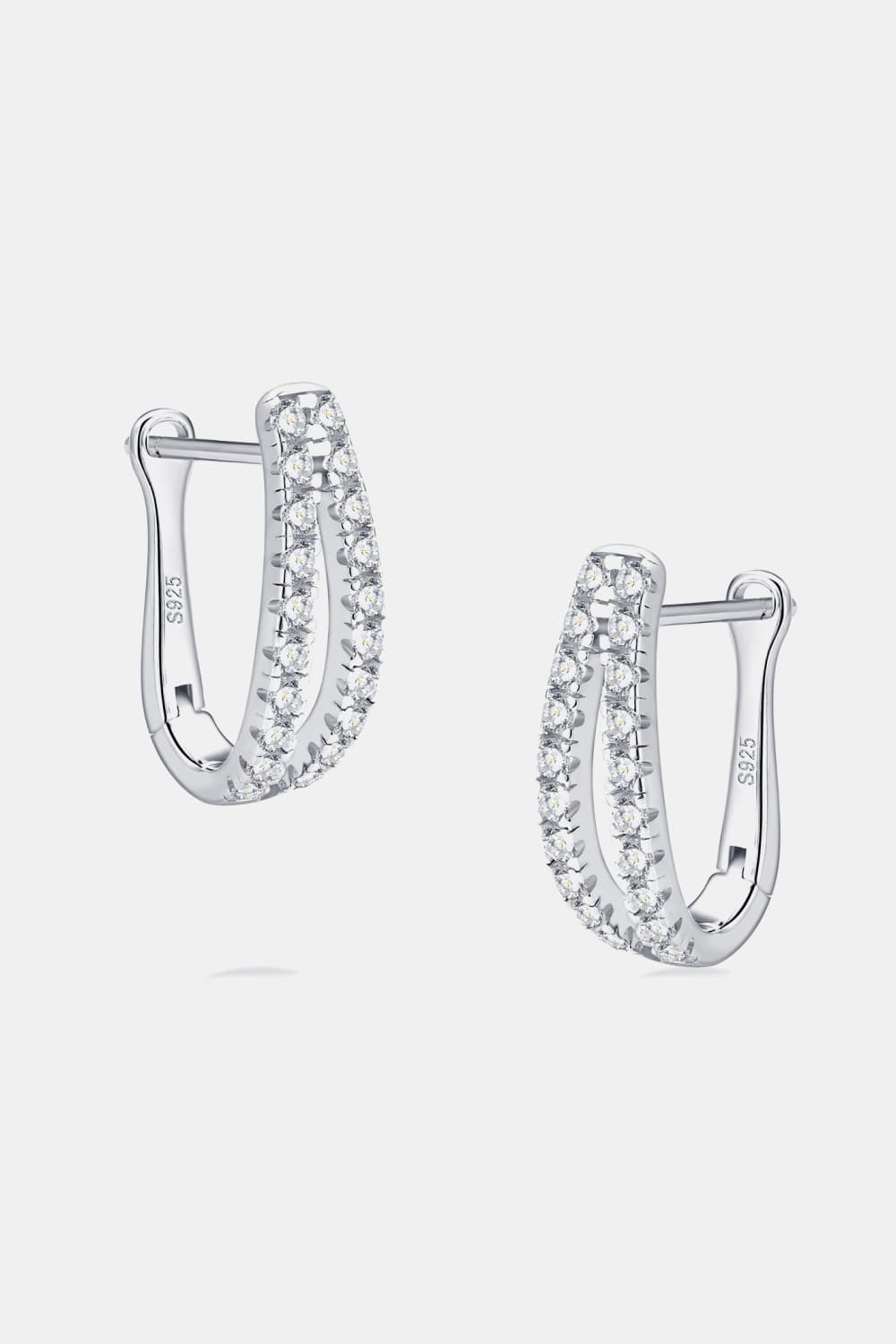 Pavé hoop sterling silver earrings with cubic zirconia accents