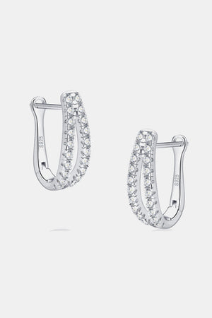Pavé hoop sterling silver earrings with cubic zirconia accents