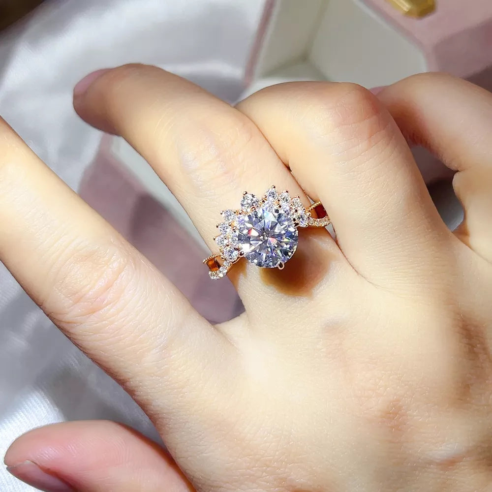 0.3 Carat Moissanite Sculpted Sterling Silver Ring, model styling view