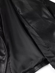 Belted Leather Jacket With Shawl Collar in Dark Brown, view 14