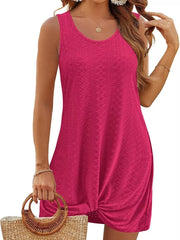 Rose eyelet tank dress with twisted hem detail