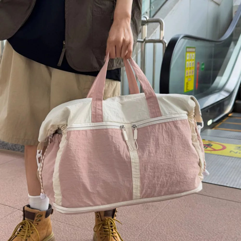 Color Block Large Travel Tote Bag, side view