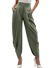 High-waisted Pleated Drape Pants in Black, view 12