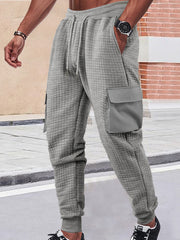 Men's Textured Cargo Joggers Plus Size, back view