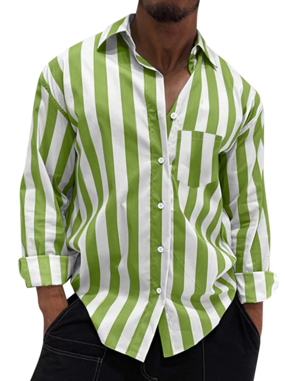 Men's Button Up Long Sleeve Shirt in Deep Teal, front view