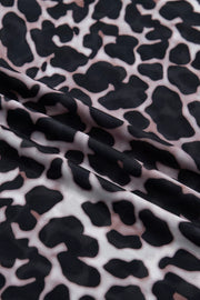 Leopard print sheer mesh t-shirt with a lightweight, see-through texture.
