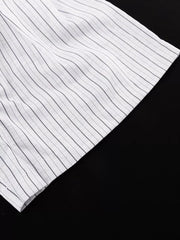 Pinstripe Cropped Blazer And Pleated Shorts Set in Light Gray, view 16