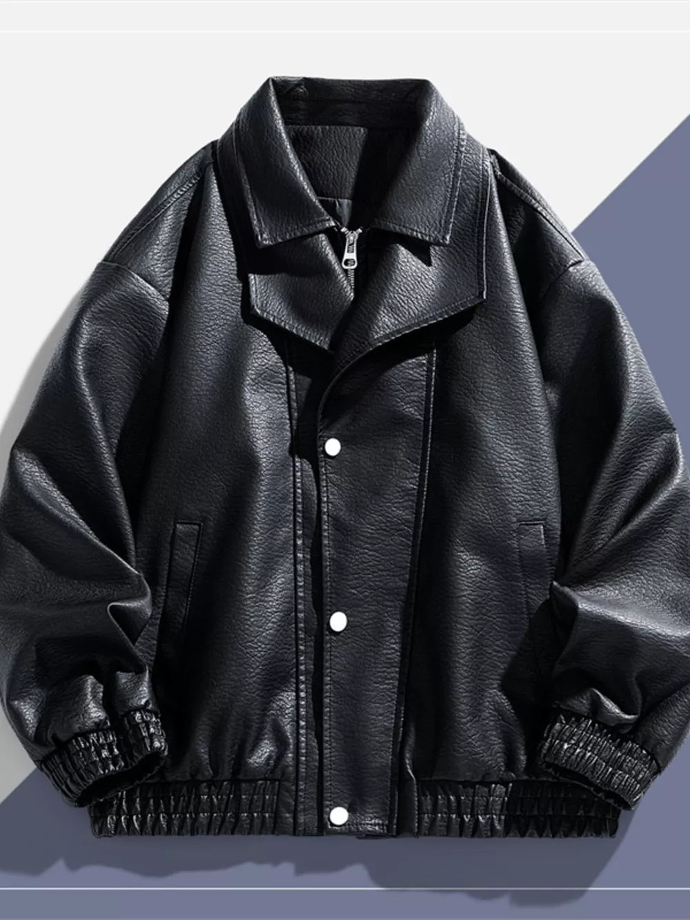 Sleek Faux Leather Bomber Jacket For Him