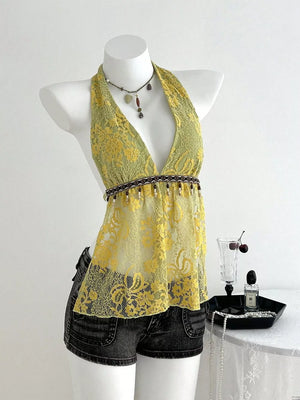 Lace Halter Neck Cami, front view