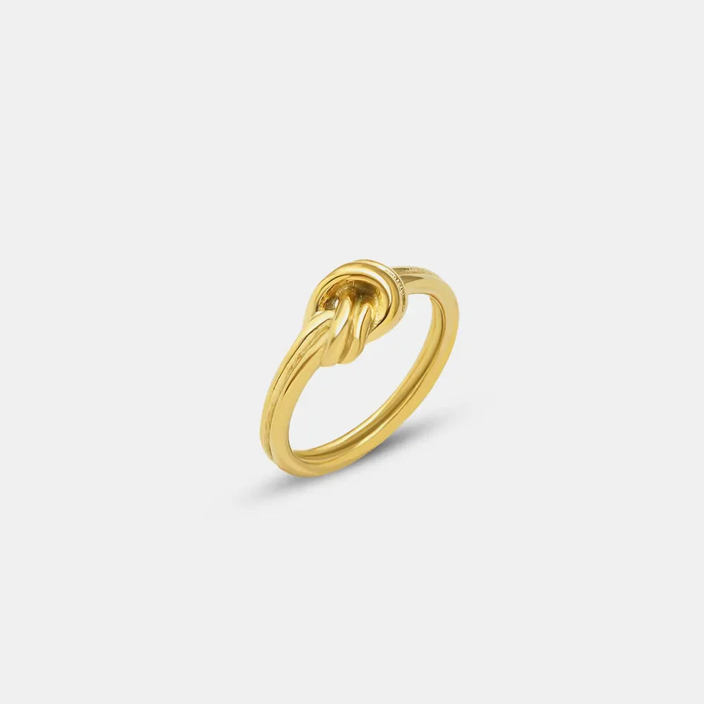Gold knot detail ring in sterling silver