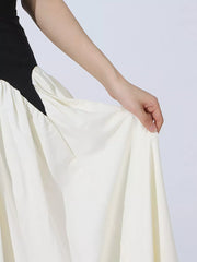 Elegant Two-tone Maxi Dress With Scalloped Waistline