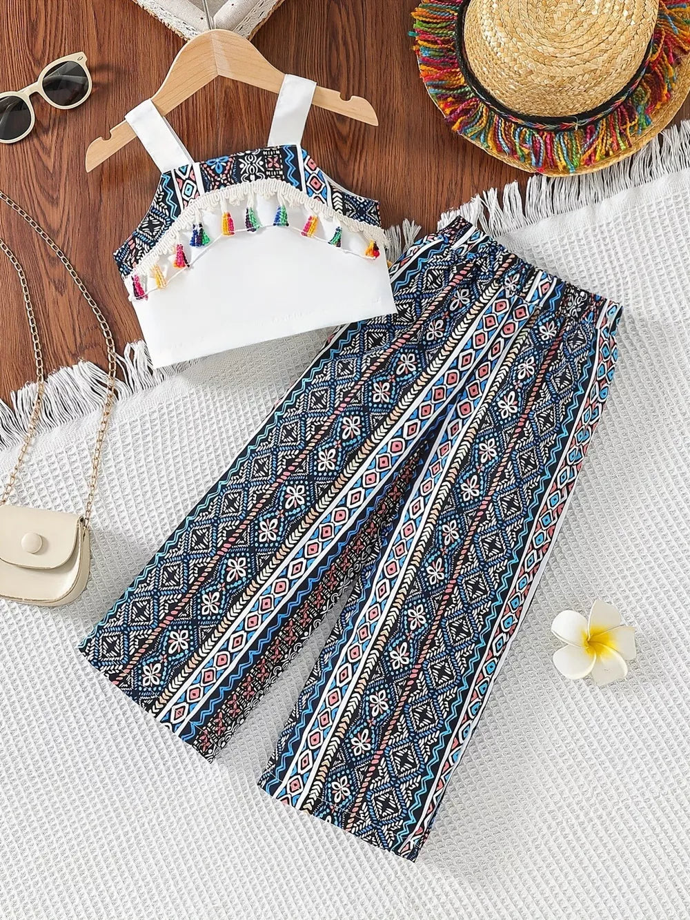 Children's Tassel Tank And Pants Set, front view