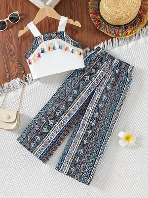 Children's Tassel Tank And Pants Set, front view
