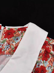 Floral Ruched Mini Dress With Puff Sleeves