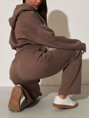 Zip-up Hoodie And Wide-leg Pants Set, side view