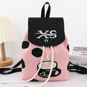 Floral Print Drawstring Backpack Bag, model styling view