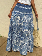 Vibrant Paisley Tiered Maxi Skirt