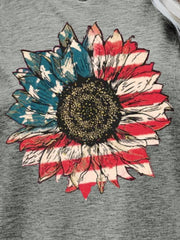 Sunflower Americana graphic tee in Mid Gray with patriotic sunflower print.