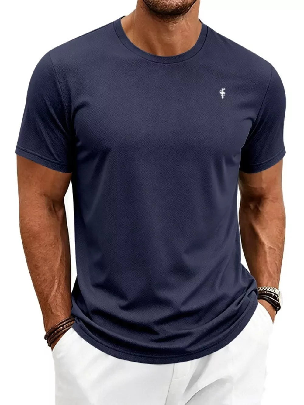 Men's Classic Fit Crew Neck T-shirt Plus Size in Black, editorial view