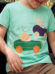 Children's Snail And Bunny Race Graphic T-shirt, front view